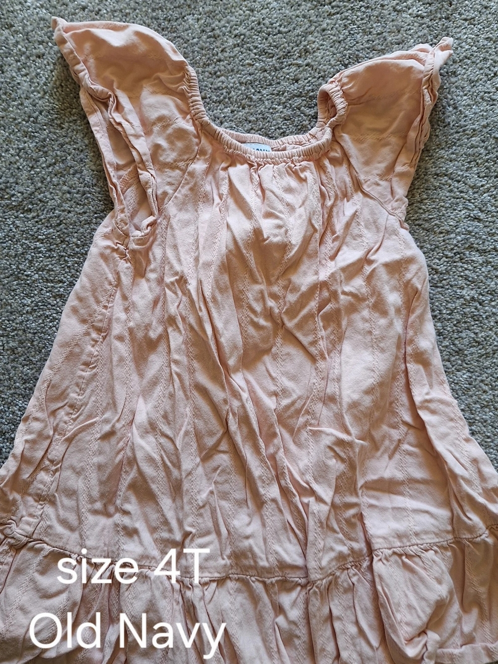 Old Navy Light Peach Ruffle Sleeve Girls Dress